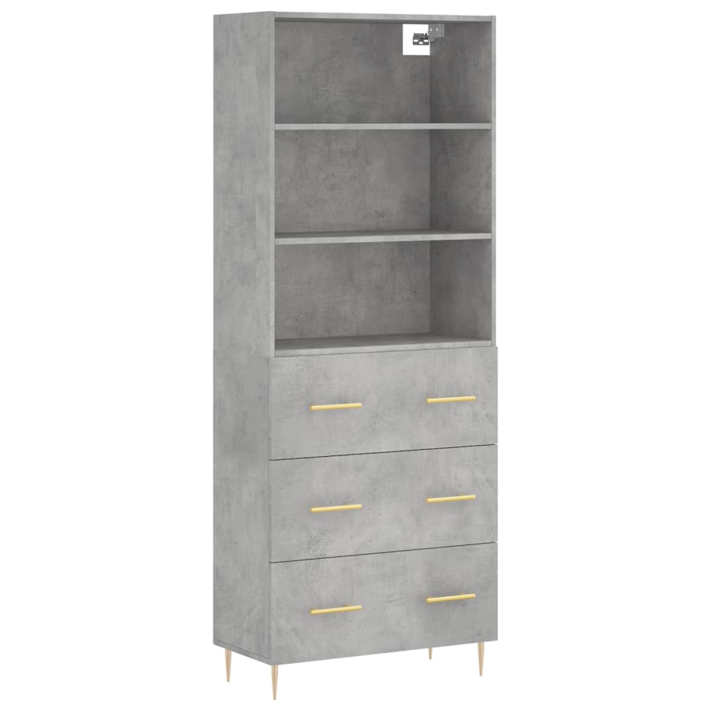 Aparador Alto Madera Contrachapada Gris Hormigón 69,5x34x180 Cm_1