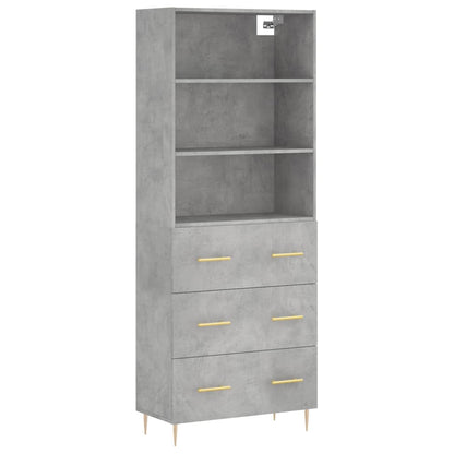 Aparador Alto Madera Contrachapada Gris Hormigón 69,5x34x180 Cm_1