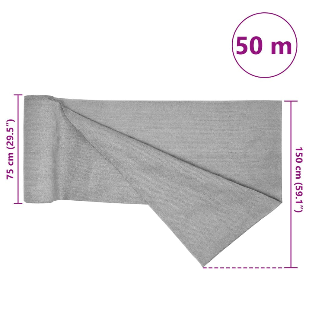 Vidaxl Red De Privacidad Hdpe Gris Claro 1,5x50 M 150 G/m²_2