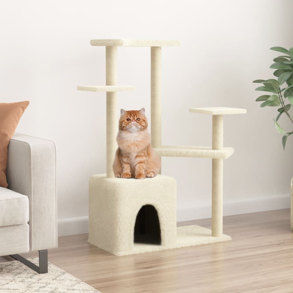 Vidaxl Rascador Para Gatos Con Postes De Sisal Color Crema 107,5 Cm_1