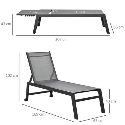 Outsunny Tumbona Con Respaldo Reclinable En 5 Posiciones 169x65x102cm Máx. 120kg_2