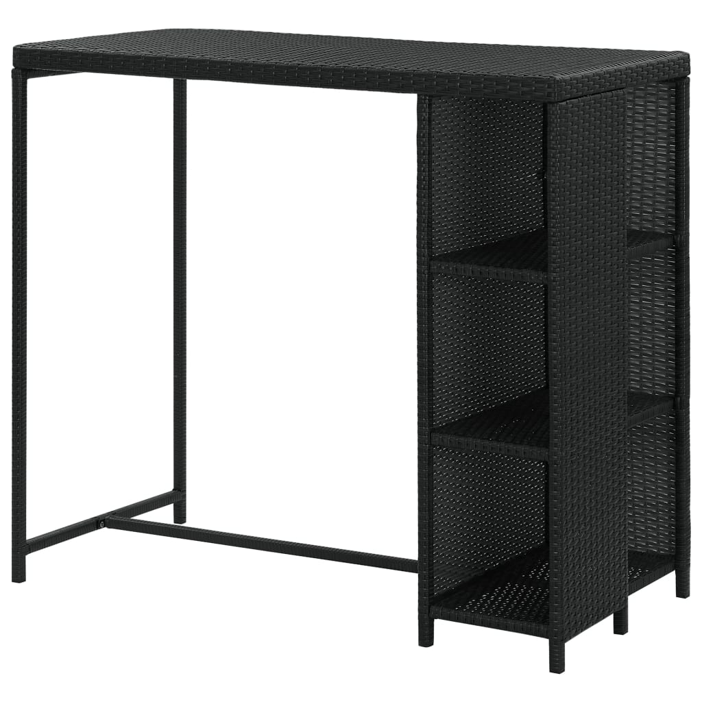 Mesa Bar Estante Almacenaje 120x60x110cm Ratán Sintético Negro_2