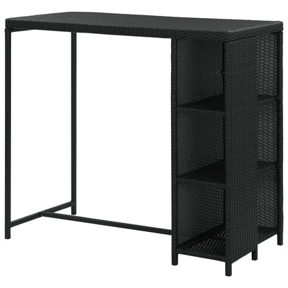 Mesa Bar Estante Almacenaje 120x60x110cm Ratán Sintético Negro_2