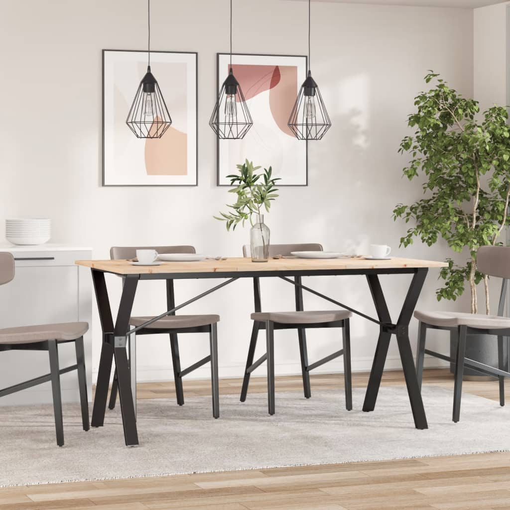 Mesa De Comedor Marco Y Madera Maciza Pino Y Acero 160x80x75cm_1