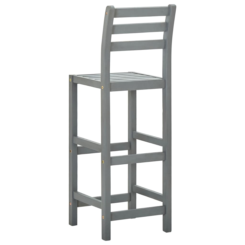 Taburetes De Cocina 4 Unidades Madera Maciza De Acacia Gris_3
