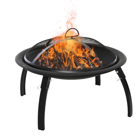 Outsunny Brasero Exterior Para Calefacción Barbacoa Terraza Patio Jardín Ø55 Cm_0