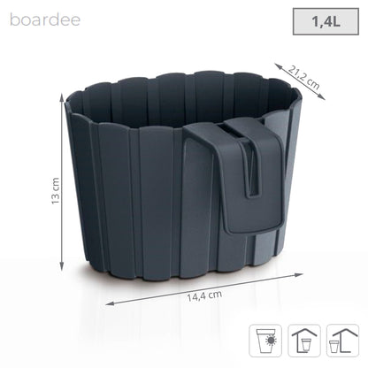 Maceta Boardee Hook 1,4l., Dimensiones (mm) 144x212x130, Color Antracita_2