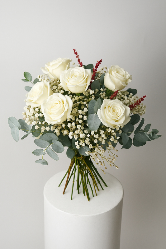 Ramo 5 Rosas Blancas Eternas - Flores Secas Y Preservadas_0