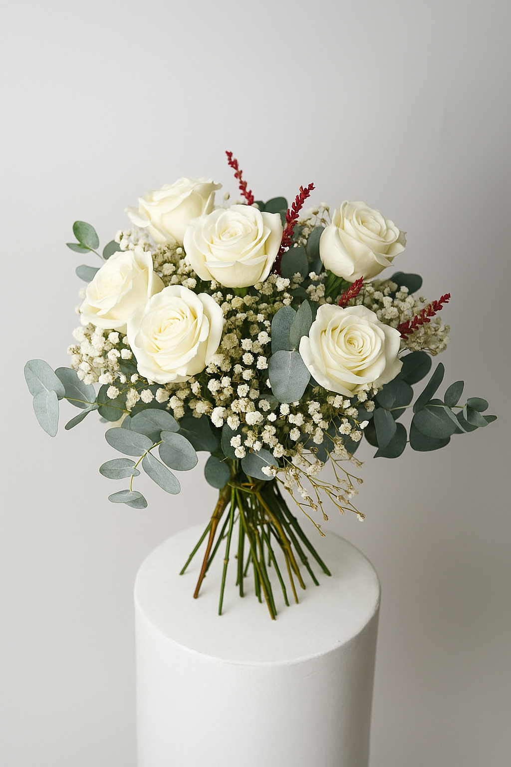 Ramo 5 Rosas Blancas Eternas - Flores Secas Y Preservadas