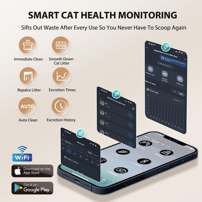 Nobleza Arenero Autolimpiable Inteligente con 2 rollos de bolsas de basura para gatos