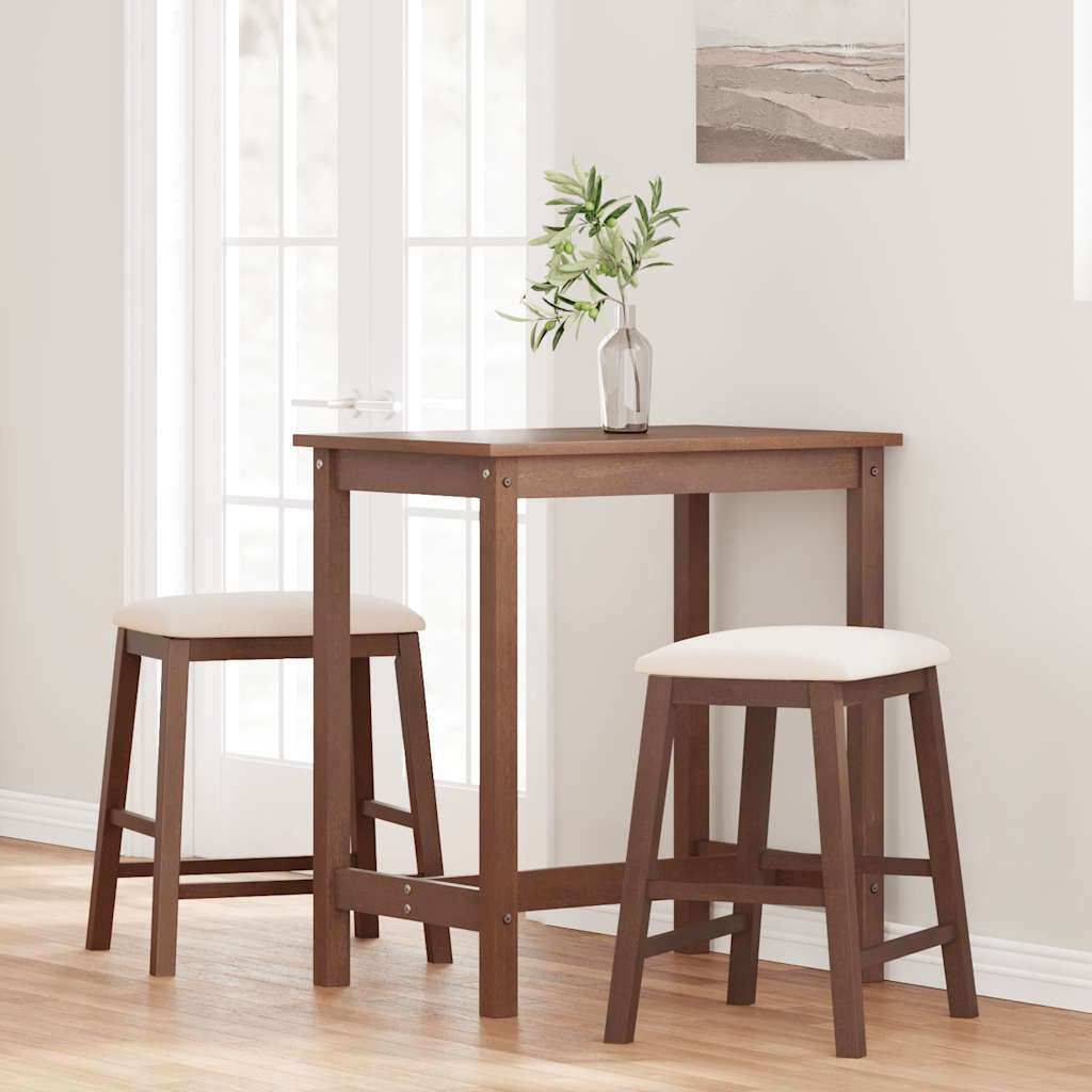 Sillas De Bar Con Cojines 2 Uds Madera Maciza Marrón Caucho_1