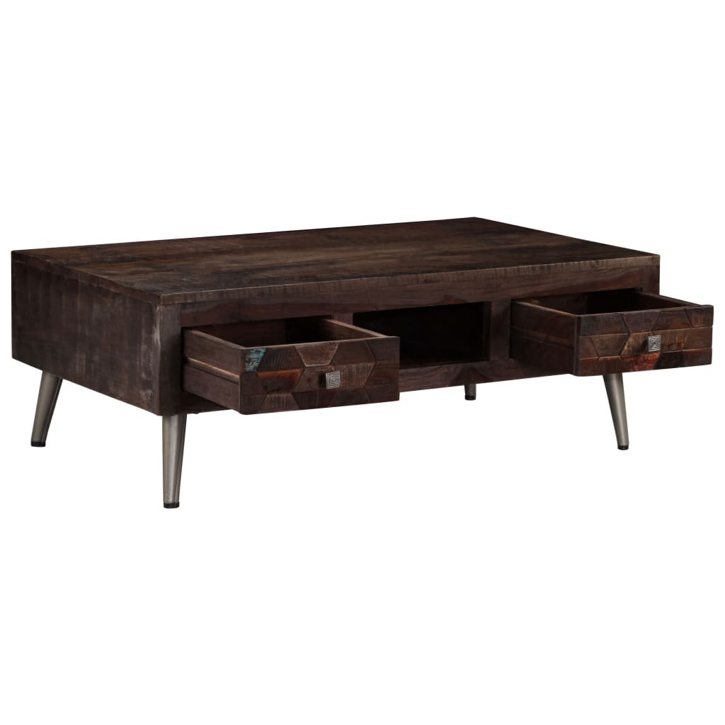Mesa De Centro De Madera Maciza Reciclada 100x60x35 Cm_1