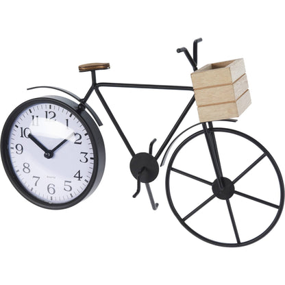 Well Home Reloj De Sobremesa Diseño Bicileta En Metal Negro 33,5x8x23,5cm_0