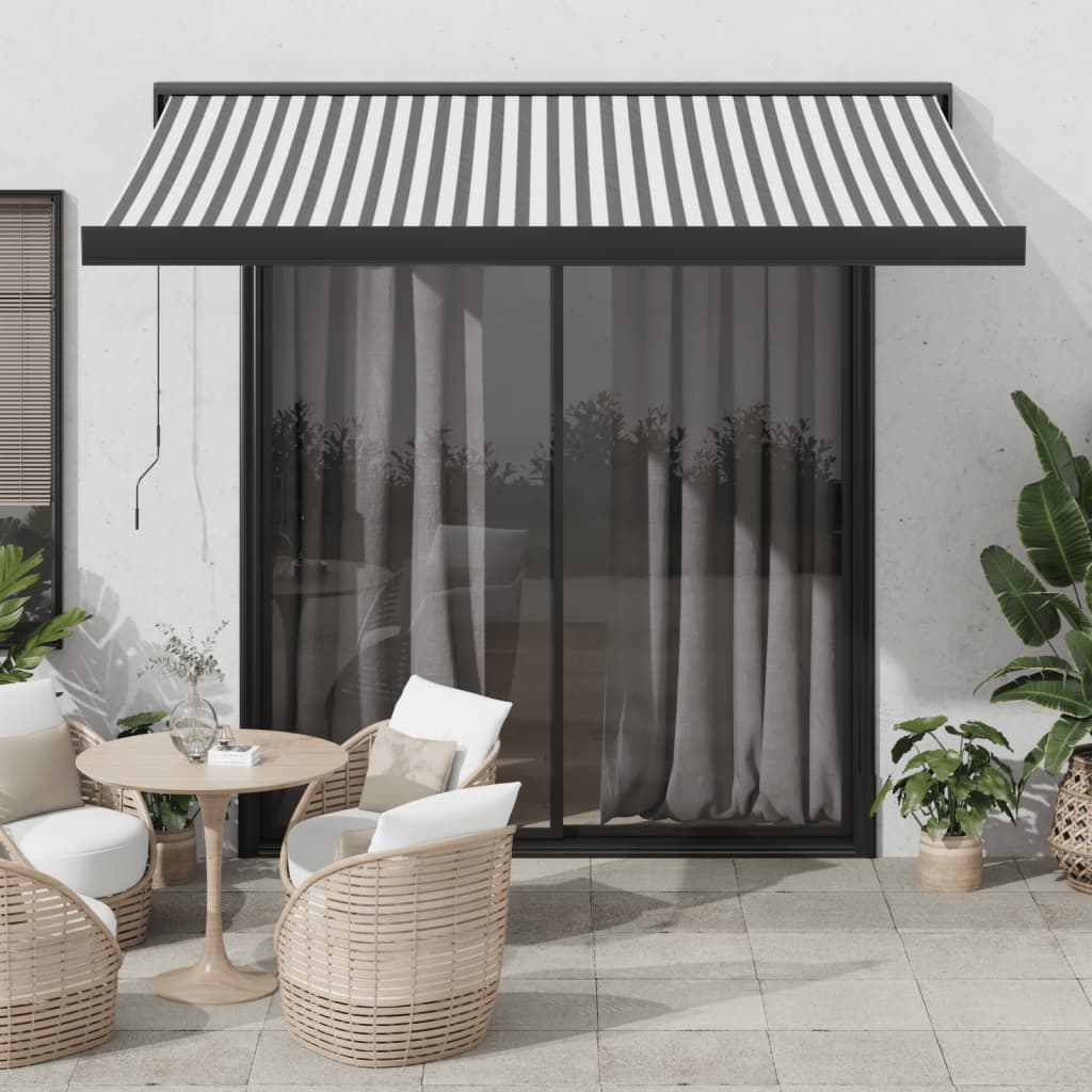 Toldo Retráctil Aluminio Y Tela Antracita Y Blanco 3,5x2,5 M_1