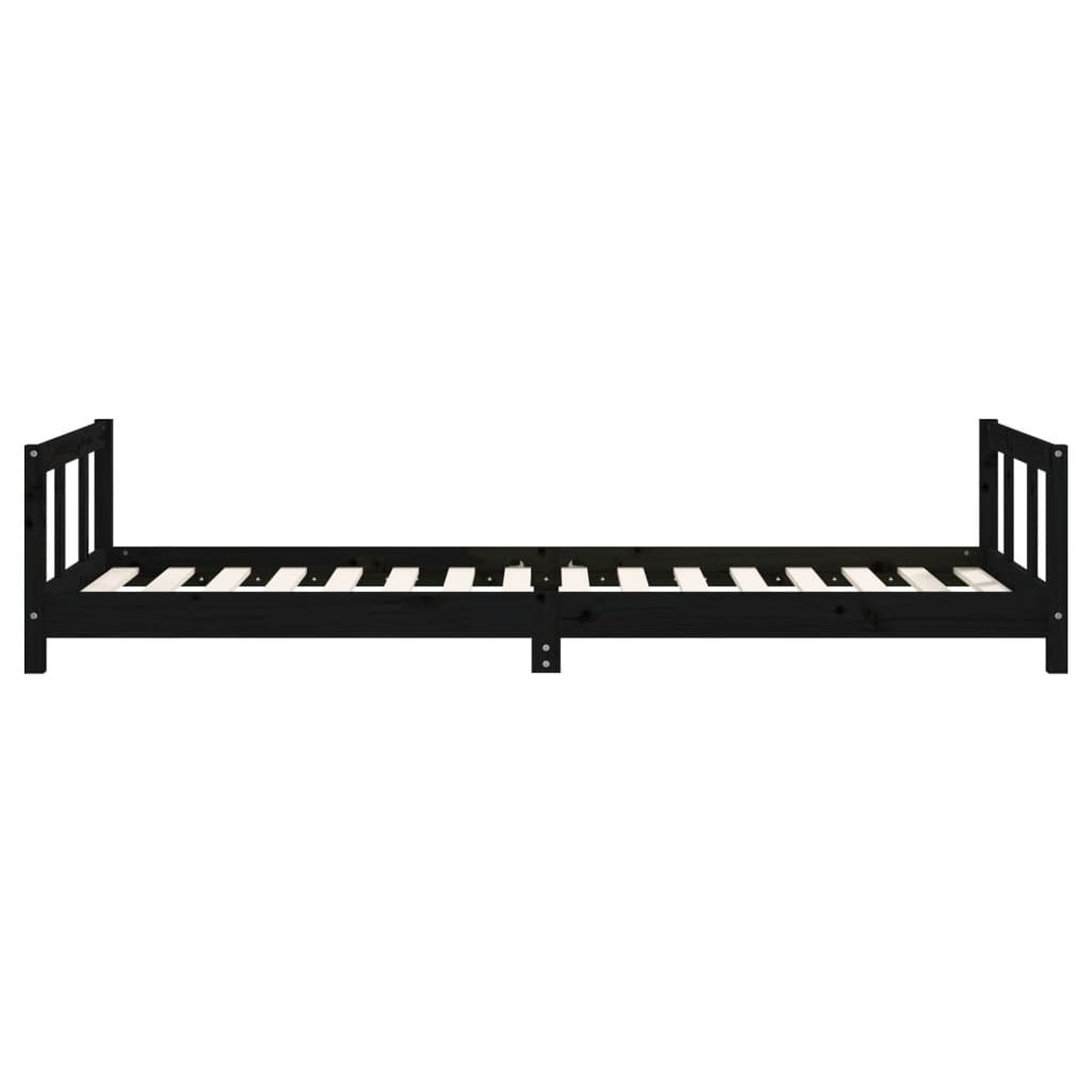 Vidaxl Estructura De Cama Para Niños Madera De Pino Negro 90x200 Cm_4