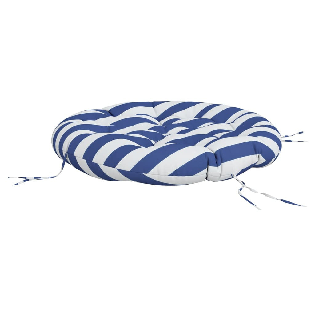 Vidaxl Cojín Redondo Tela Oxford A Rayas Azul Y Blanco Ø 100x11 Cm_3