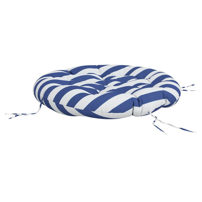 Vidaxl Cojín Redondo Tela Oxford A Rayas Azul Y Blanco Ø 100x11 Cm_3