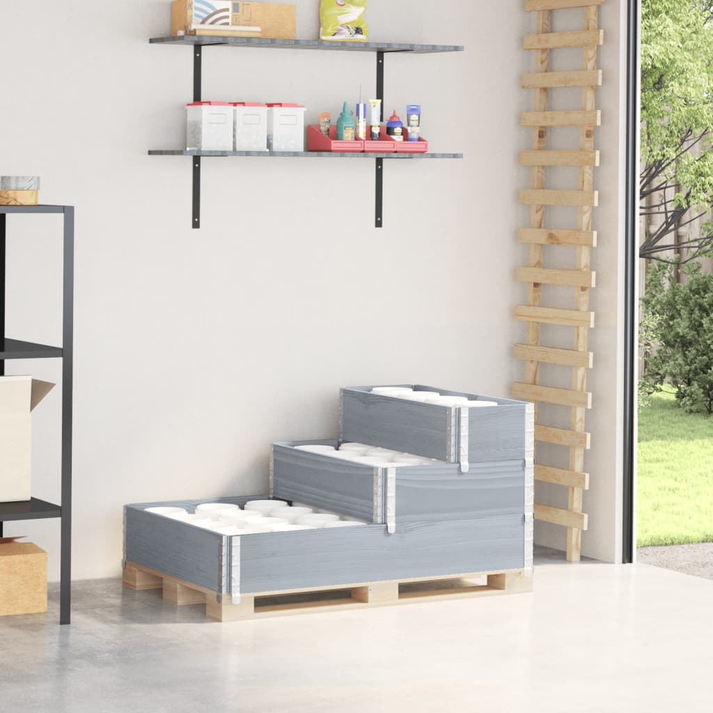 Arriate Elevado De 3 Niveles Madera Maciza Pino Gris 120x80 Cm_1