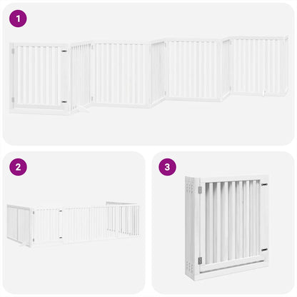 Vidaxl Puerta De Perros Plegable 8 Paneles Madera Álamo Blanca 640 Cm_3