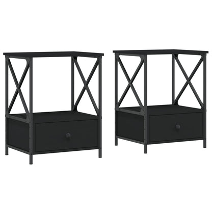 Mesitas De Noche 2 Uds Madera De Ingeniería Negro 50x41x65 Cm_0