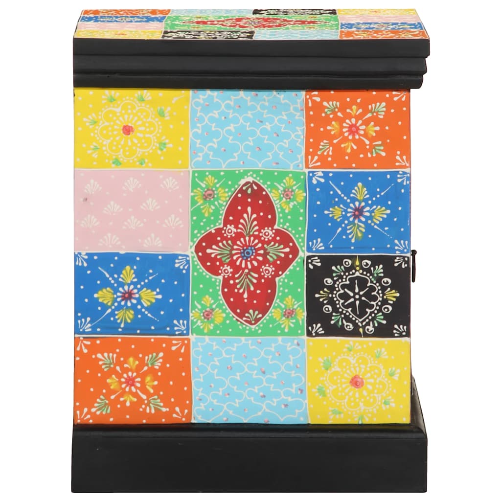 Mesilla De Noche Multicolor 40x35x45 Cm Madera Maciza Mango_2