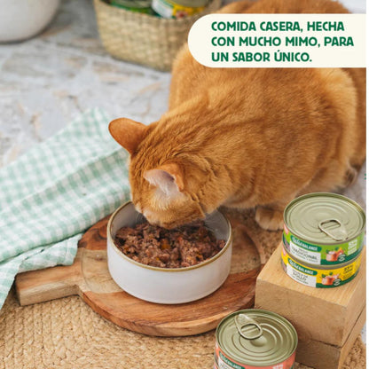 Lata completa Guiso del Pescador con Salmón y Cerdo para Gatos Wild Balance 80 g