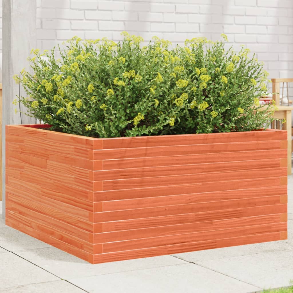 Jardinera De Madera Maciza Pino Marrón Cera 90x90x46 Cm_1