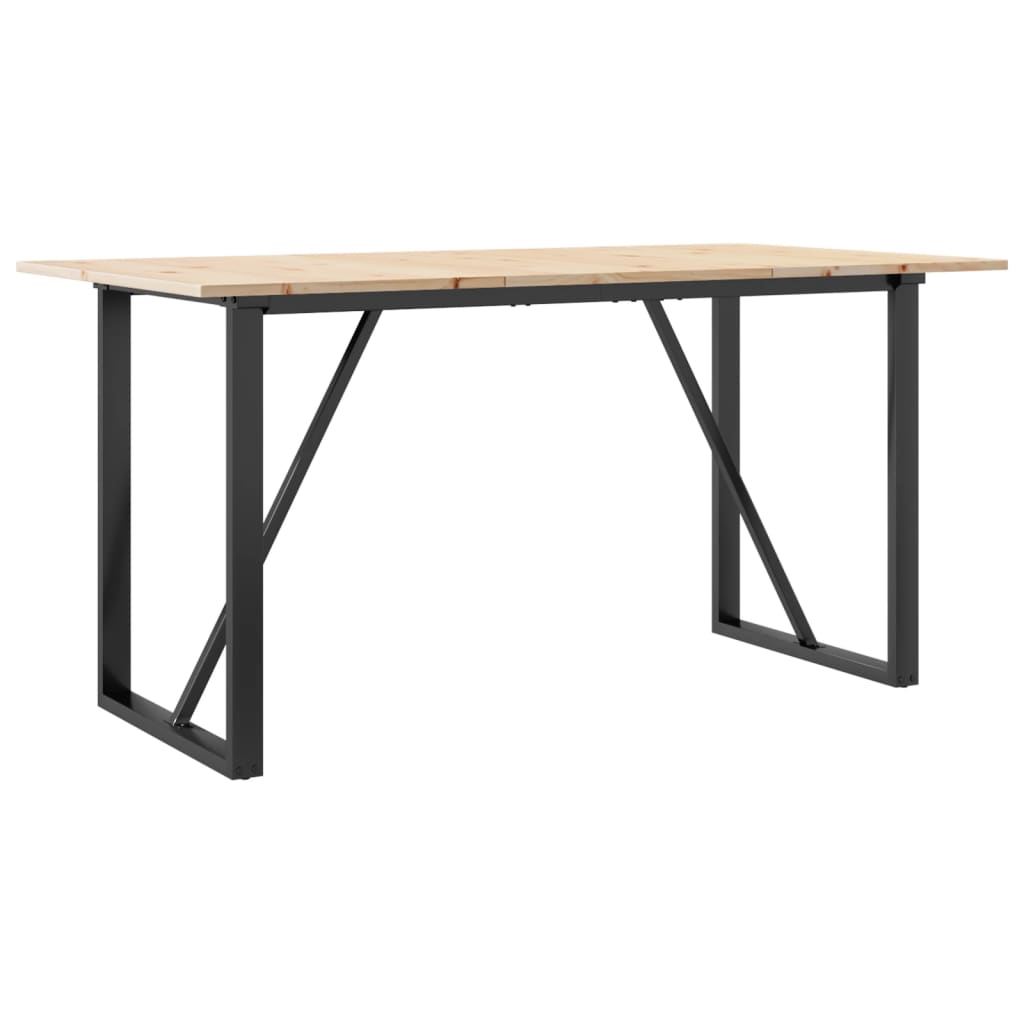 Mesa De Comedor Marco O Madera Maciza Pino Y Acero 160x80x75cm_0