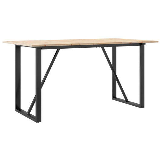 Mesa De Comedor Marco O Madera Maciza Pino Y Acero 160x80x75cm_0