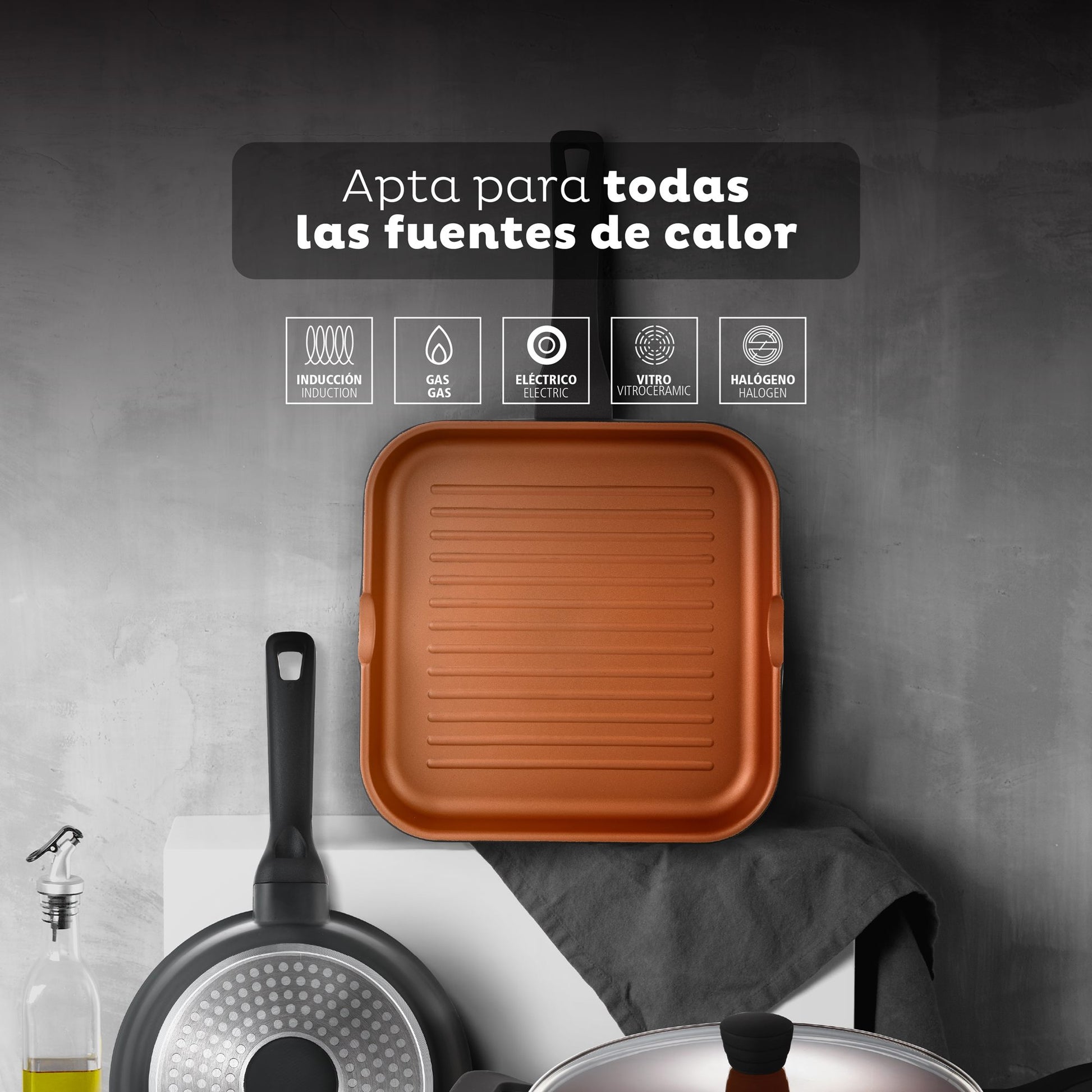 Sartén Grill Antiadherente Ø28cm Bronze San Ignacio_2