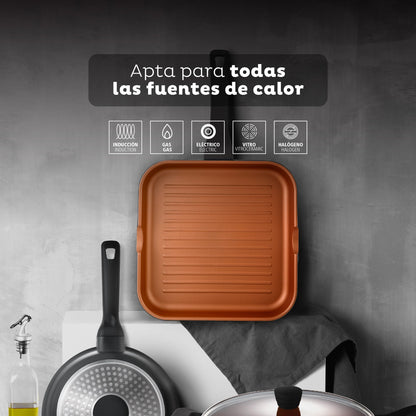 Sartén Grill Antiadherente Ø28cm Bronze San Ignacio_2