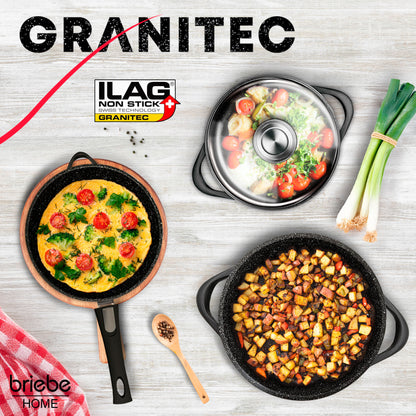 Briebe Batería De Cocina Inducción 10 Piezas Aluminio Fundido 3 Ollas 2 Sartenes Antiadherente Tapas, Mgk1819, Negro_1