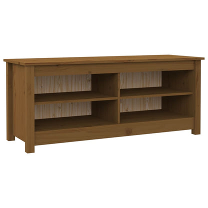 Banco Zapatero Madera Maciza De Pino Marrón Miel 110x38x45,5 Cm / Vetonek_4