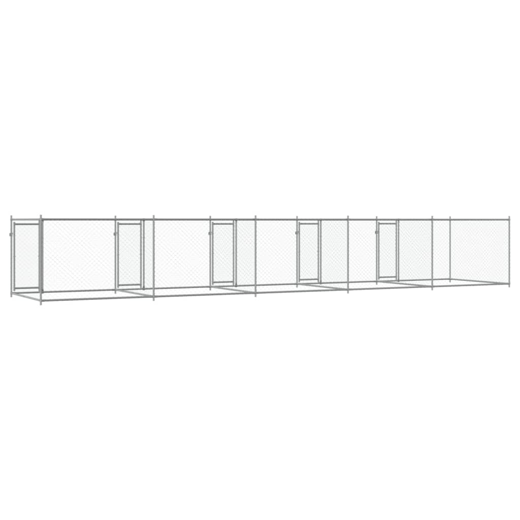 Jaula De Perros Con Puertas Acero Galvanizado Gris 10x2x1,5 M_5