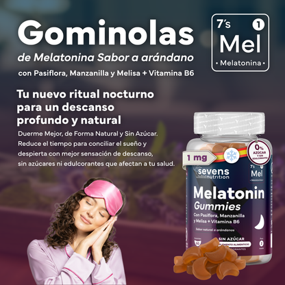 Melatonina En Gominolas Con Pasiflora, Manzanilla Y Melisa + Vitamina B6 Sin Azúcar De Sevens Nutrition_1