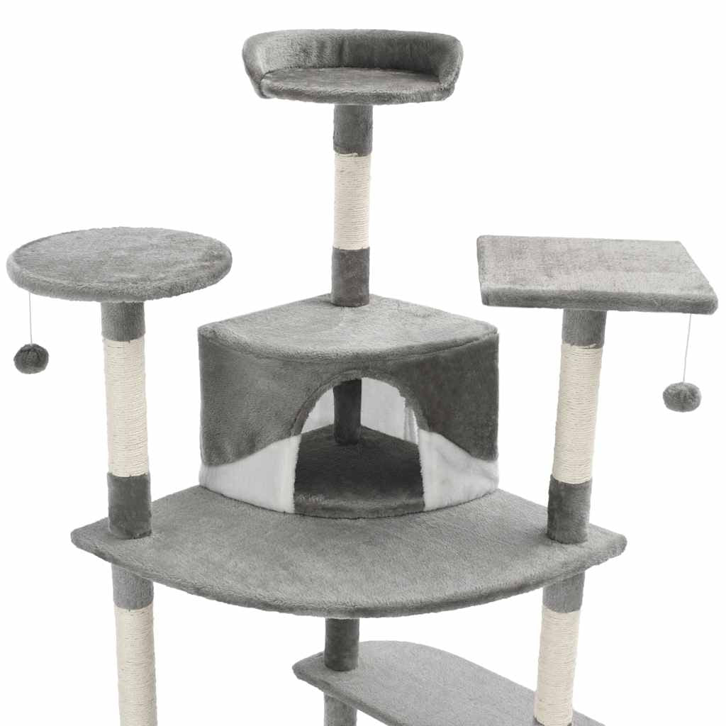 Vidaxl Rascador Para Gatos Con Poste De Sisal 203 Cm Gris Y Blanco_3
