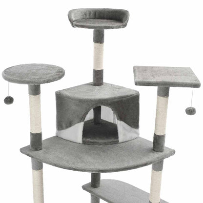 Vidaxl Rascador Para Gatos Con Poste De Sisal 203 Cm Gris Y Blanco_3