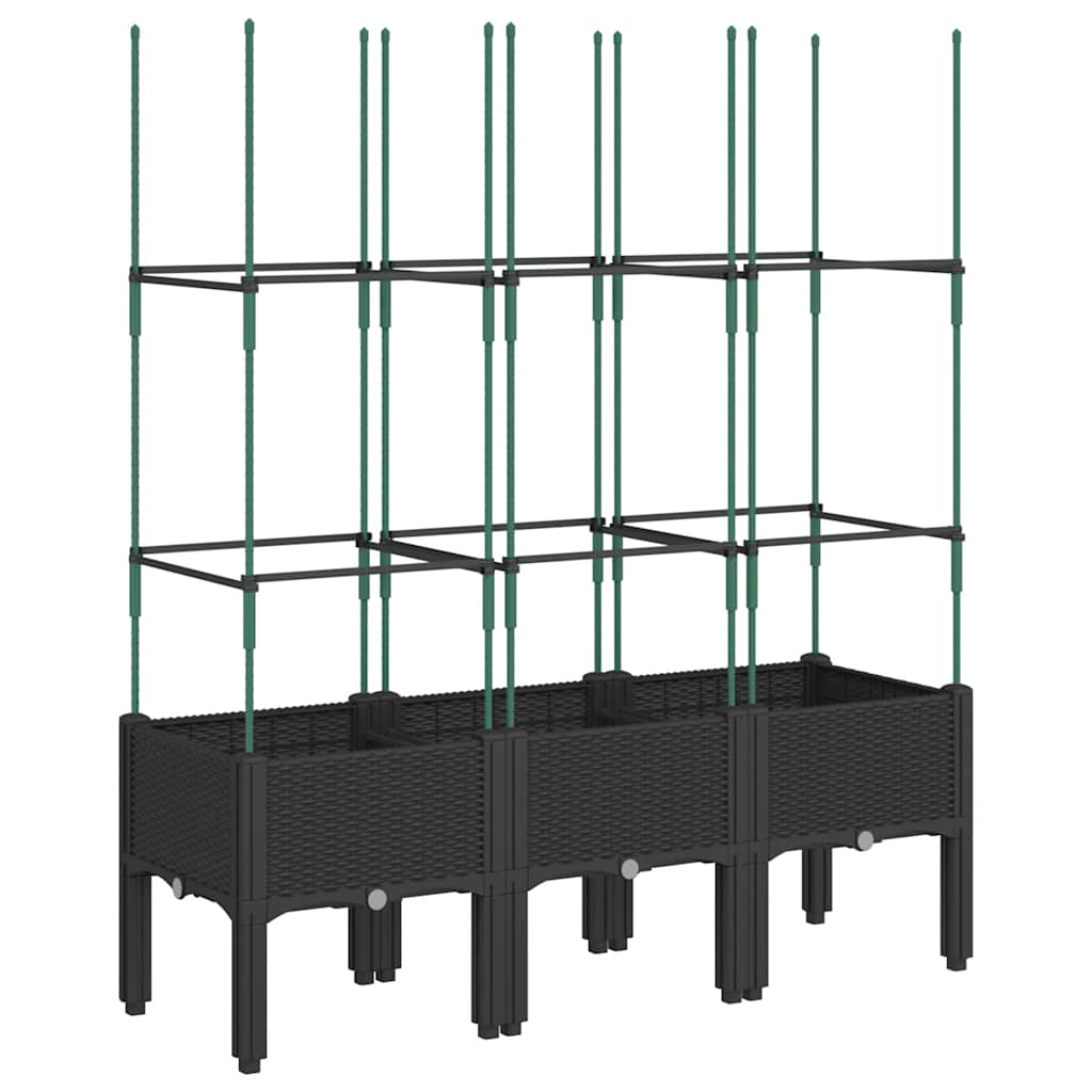 Jardinera Con Enrejado Pp Negro 120x40x142,5 Cm_4