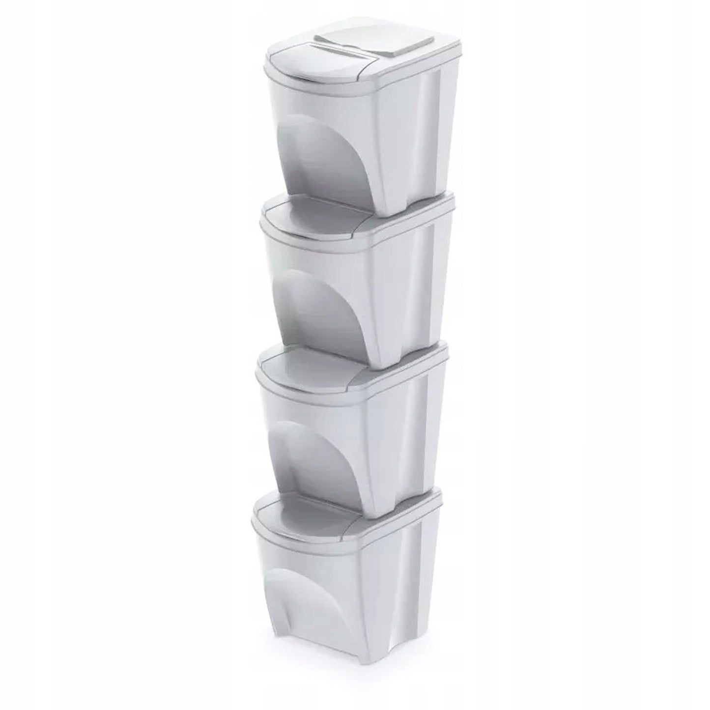 Set De 4 Cubos De Basura Keden Sortibox Papelera Reciclaje, Blanco Roto, Volumen 4x25l_1