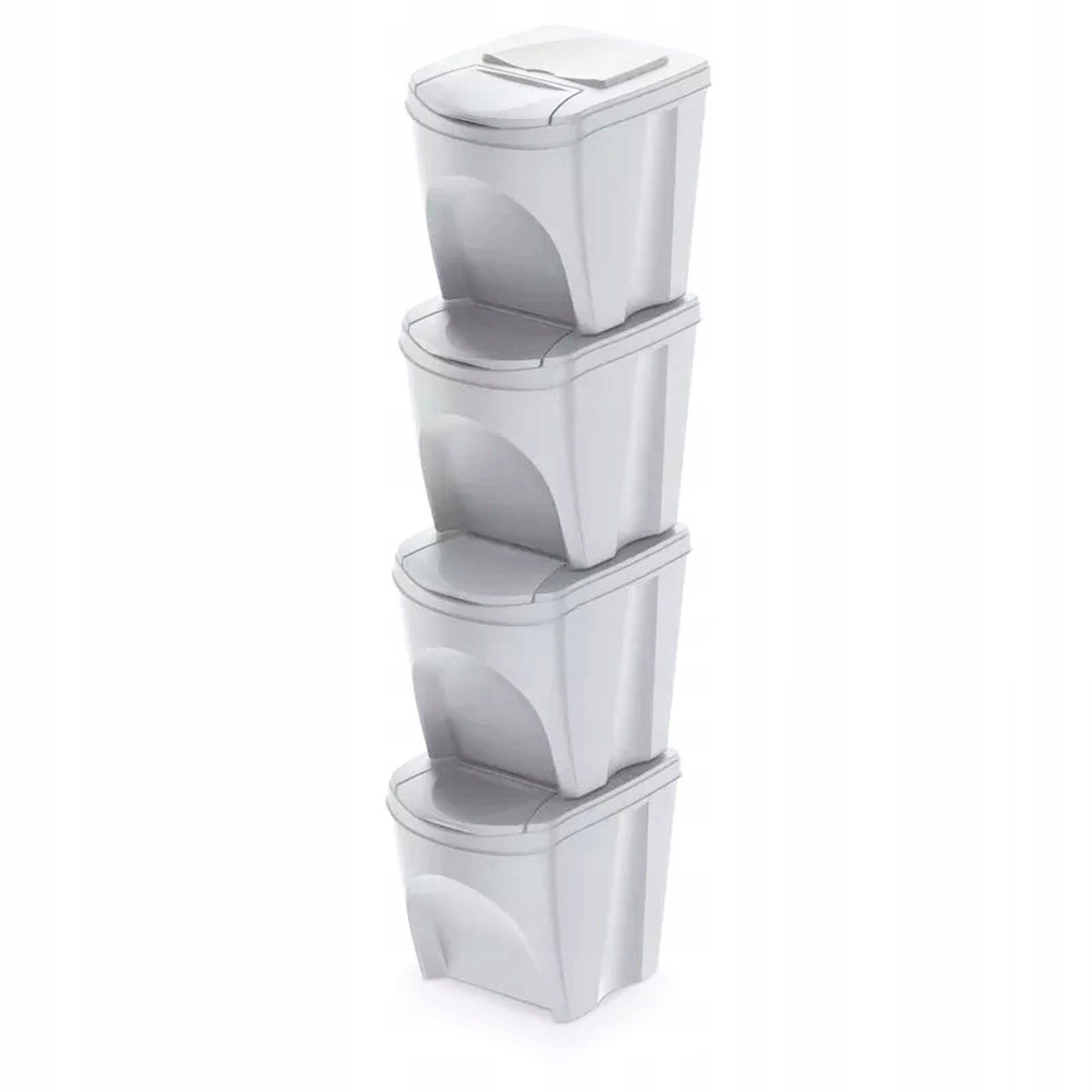 Set De 4 Cubos De Basura Keden Sortibox Papelera Reciclaje, Blanco Roto, Volumen 4x25l_1