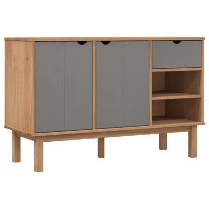 Aparador Otta Madera Maciza Pino Marrón Y Gris 114x43x73,5 Cm / Vetonek_5