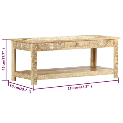 Mesa De Centro Pintada A Mano Madera Maciza Mango 110x50x45 Cm_3