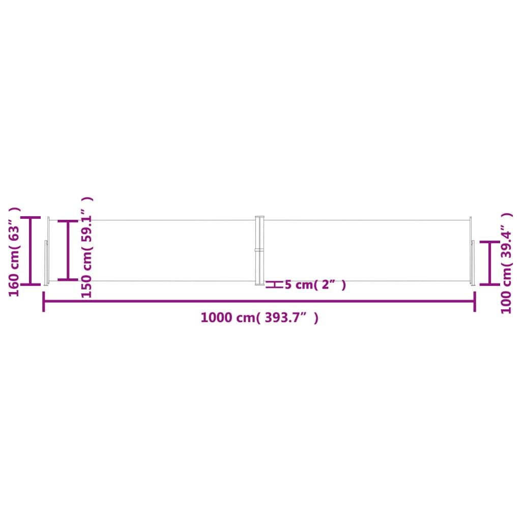 Vidaxl Toldo Lateral Retráctil Negro 160x1000 Cm_2