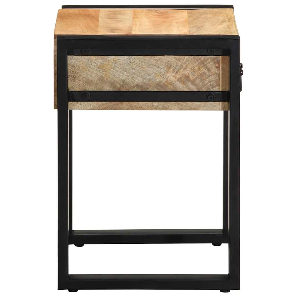 Mesa Auxiliar Madera Maciza De Mango Rugosa 35x35x50 Cm_2