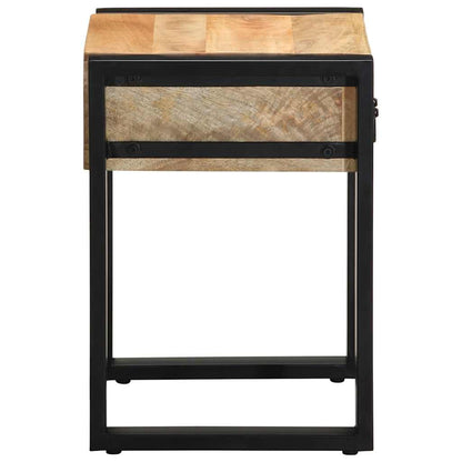 Mesa Auxiliar Madera Maciza De Mango Rugosa 35x35x50 Cm_2