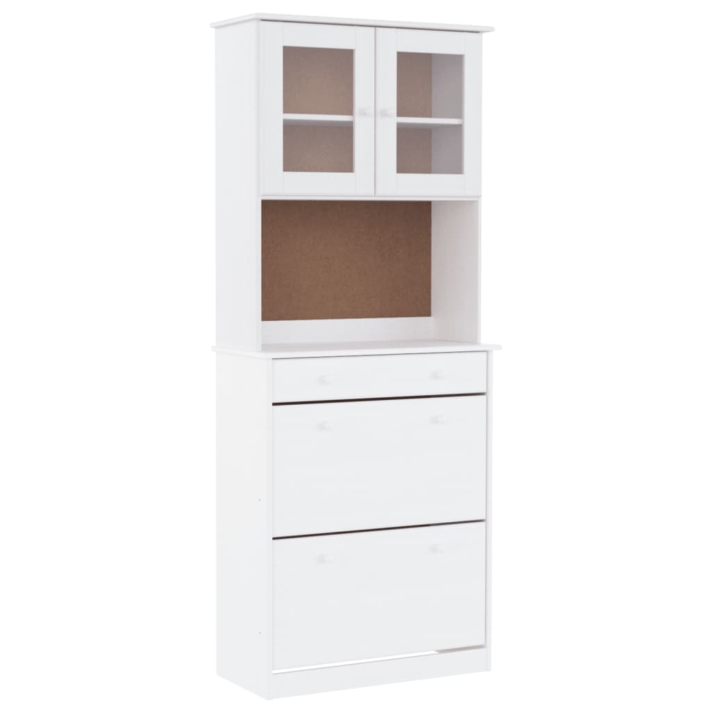 Aparador Alto Alta Madera Maciza De Pino Blanco 77x35x188 Cm_1