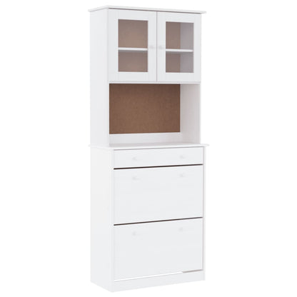 Aparador Alto Alta Madera Maciza De Pino Blanco 77x35x188 Cm_1