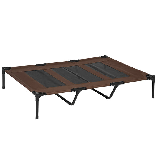 Pawhut Cama Elevada Perros Transpirable Interiores Exteriores 122x92x23 Cm Café_0