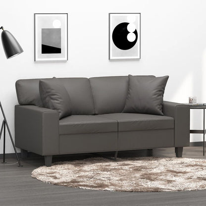 Vidaxl Cojines Decorativos 2 Uds Cuero Sintético Gris 40x40 Cm_1