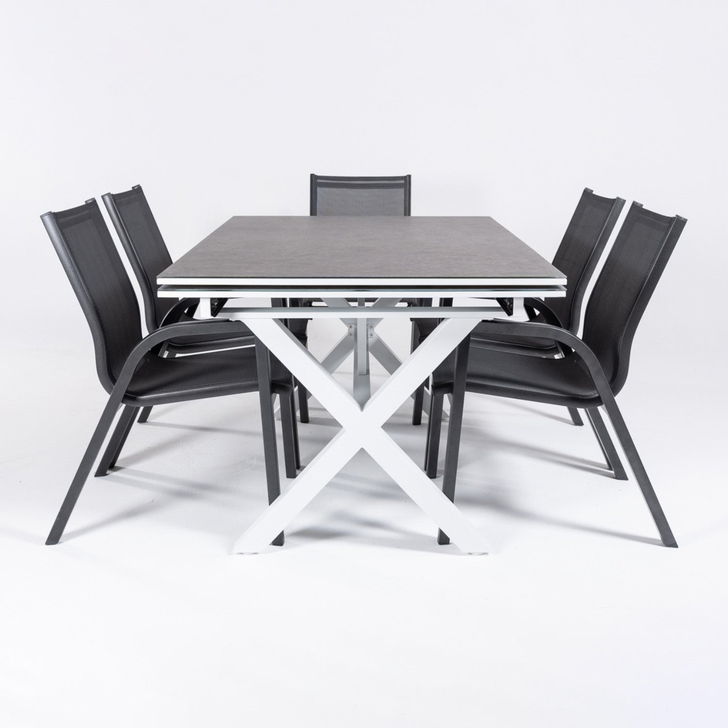 Conjunto De Mesas Y Sillas De Exterior, Reforzado, Aluminio, Color Blanco_3